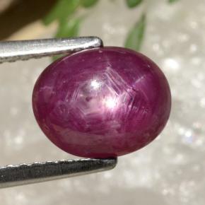 3.41克拉天然红色星光红宝石，椭圆形切割，9×7.2毫米，不透明