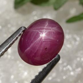 2.14克拉天然红色星光红宝石，椭圆形切割，7.6×6毫米，半透明