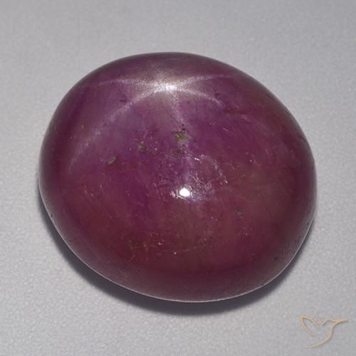 21.95ct 天然 中深紫色 星光红宝石, 椭圆形, 不透明