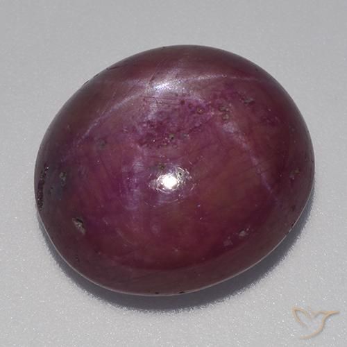 14.94ct 天然 中深紫色 星光红宝石, 椭圆形, 不透明