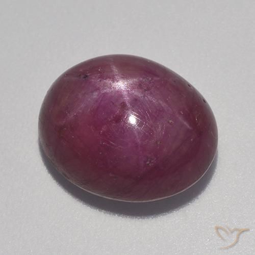 9.58ct 天然 红紫色 星光红宝石, 椭圆形, 不透明