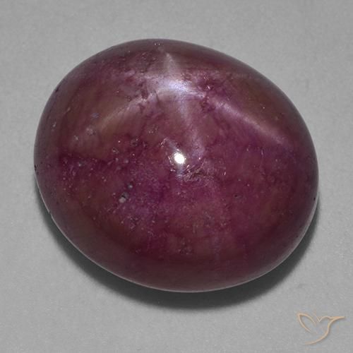 21.97ct 天然 灰洋红色 星光红宝石, 椭圆形, 不透明