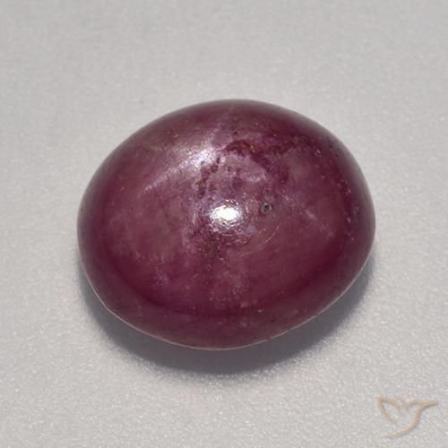7.13ct 天然 紫红 星光红宝石, 椭圆形, 不透明