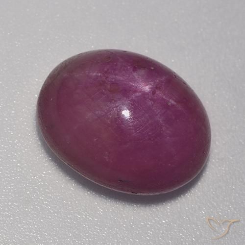 8.86ct 天然 中深紫色 星光红宝石, 椭圆形, 不透明