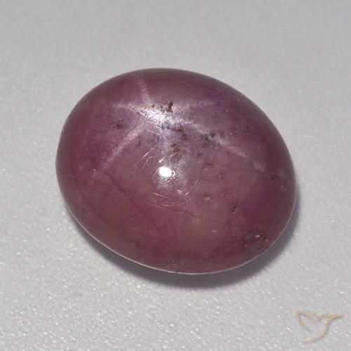 6.89ct 天然 红紫色 星光红宝石, 椭圆形, 不透明