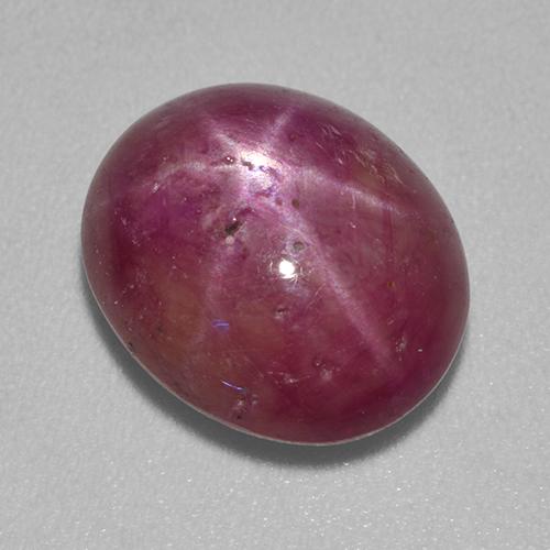 7.03克拉天然紫色星光红宝石，椭圆形切割，12.6×10.5毫米，不透明