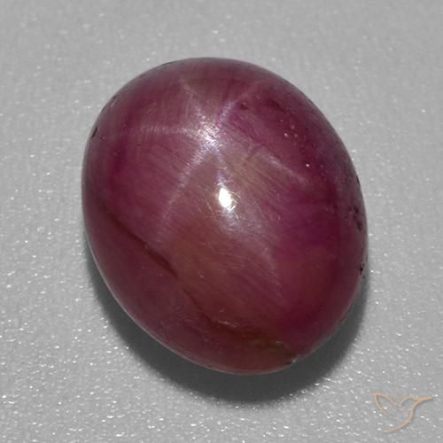5.24ct 天然 红紫色 星光红宝石, 椭圆形, 不透明