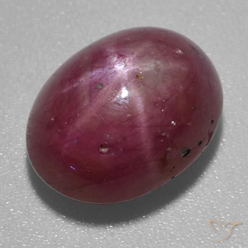 6.58ct 天然 红紫色 星光红宝石, 椭圆形, 不透明