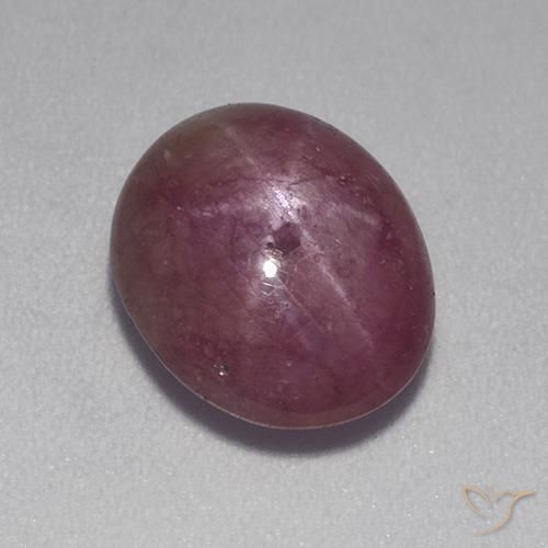 5.89ct 天然 灰洋红色 星光红宝石, 椭圆形, 不透明