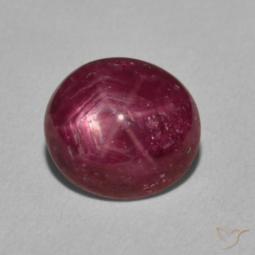 4.15ct 天然 红紫色 星光红宝石, 椭圆形, 不透明