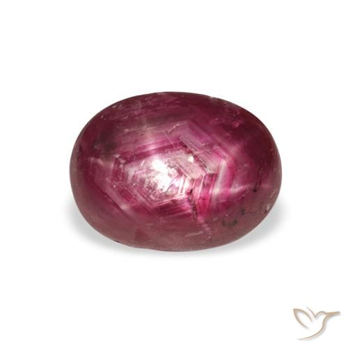 4.26ct 天然 Medium Dark Reddish-Purple 星光红宝石, 椭圆形, 不透明