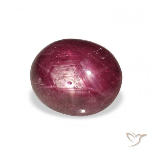 6.70ct 天然 Medium Dark Reddish-Purple 星光红宝石, 椭圆形, 不透明