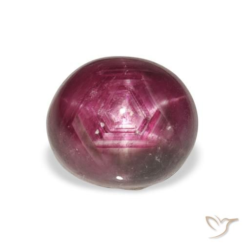 6.39ct 天然 粉紫色 星光红宝石, 椭圆形, 不透明