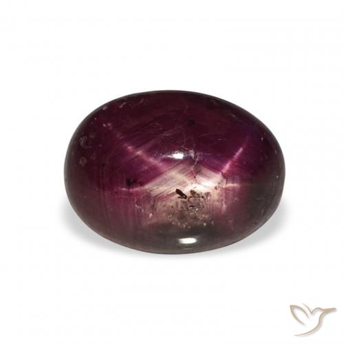 5.20ct 天然 深紫红 星光红宝石, 椭圆形, 不透明