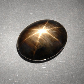 6.63克拉天然黑色星光蓝宝石，椭圆形切割，12.2×9.7毫米，不透明
