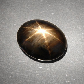 6.63克拉天然黑色星光蓝宝石，椭圆形切割，12.2×9.7毫米，不透明
