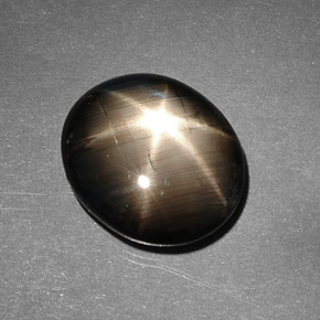 9.26克拉天然黑色星光蓝宝石，椭圆形切割，14.1×12毫米，不透明