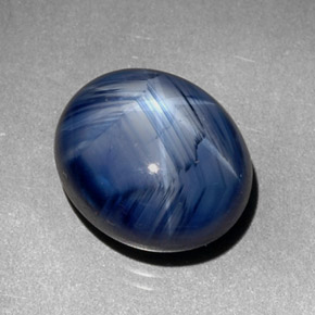 7.29克拉天然星光蓝宝石，椭圆形切割，11.1×9.3毫米，不透明