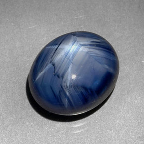 7.29克拉天然星光蓝宝石，椭圆形切割，11.1×9.3毫米，不透明