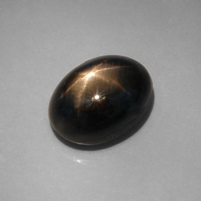 12.08克拉天然黑色星光蓝宝石，椭圆形切割，13.6×10.3毫米，不透明
