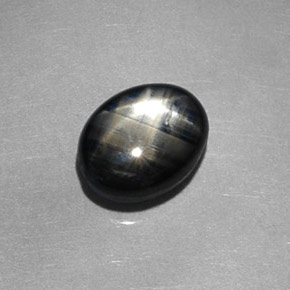 1.98克拉天然黑色星光蓝宝石，椭圆形切割，7.9×6.1毫米，不透明