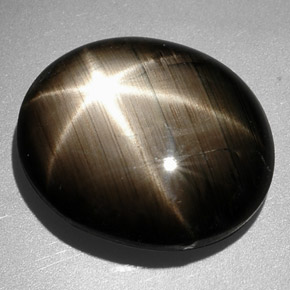 9.26克拉天然黑色星光蓝宝石，椭圆形切割，14.2×12毫米，不透明