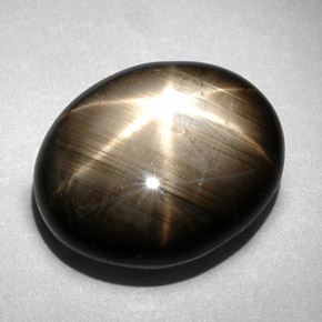 10.83克拉天然黑色星光蓝宝石，椭圆形切割，14.1×11.5毫米，不透明