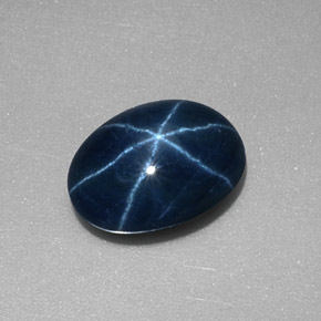1.85克拉天然星光蓝宝石，椭圆形切割，8×5.9毫米，半透明