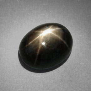 9.85克拉天然黑色星光蓝宝石，椭圆形切割，12.7×10毫米，不透明