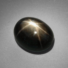 9.85克拉天然黑色星光蓝宝石，椭圆形切割，12.7×10毫米，不透明