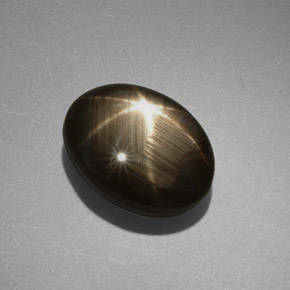 6.35克拉天然黑色星光蓝宝石，椭圆形切割，11.3×8.6毫米，不透明