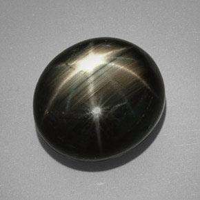 32.25克拉天然黑色星光蓝宝石，椭圆形切割，18.4×16.5毫米，不透明