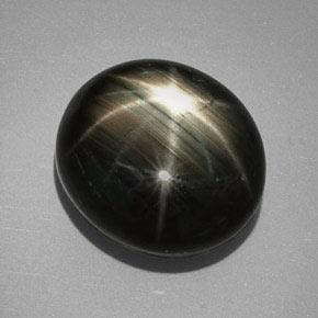 32.25克拉天然黑色星光蓝宝石，椭圆形切割，18.4×16.5毫米，不透明