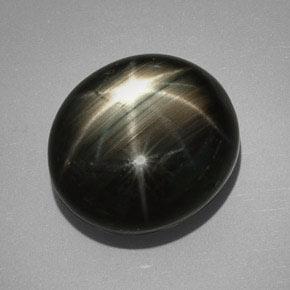 32.25克拉天然黑色星光蓝宝石，椭圆形切割，18.4×16.5毫米，不透明