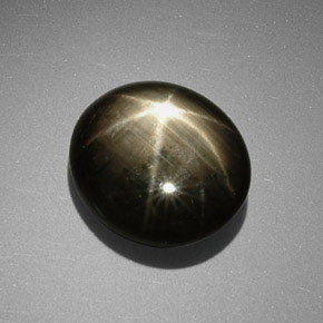 9.85克拉天然黑色星光蓝宝石，椭圆形切割，13×11.5毫米，不透明