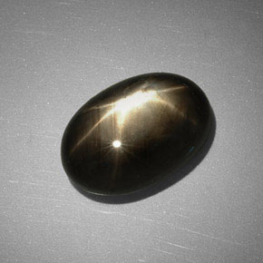 7.83克拉天然黑色星光蓝宝石，椭圆形切割，13.8×9.6毫米，不透明