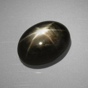 9.24克拉天然黑色星光蓝宝石，椭圆形切割，13.1×9.9毫米，不透明