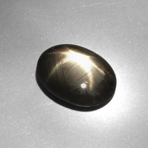 7.08克拉天然黑色星光蓝宝石，椭圆形切割，13.6×10.1毫米，不透明