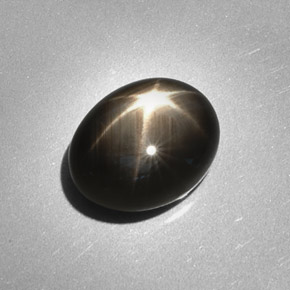 6.28克拉天然黑色星光蓝宝石，椭圆形切割，12.1×9.4毫米，不透明