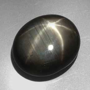 27.29克拉天然黑色星光蓝宝石，椭圆形切割，19.4×16.5毫米，不透明