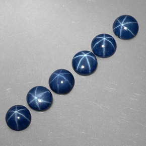 克拉天然星光蓝宝石，圆形切割，不透明