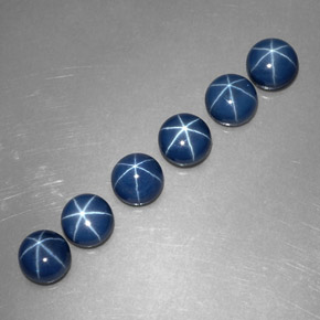 克拉天然星光蓝宝石，圆形切割，不透明