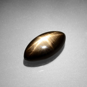 3.55克拉天然黑色星光蓝宝石，马眼形，12.3×6.3毫米，不透明