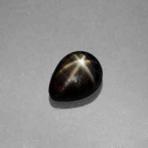 1.79克拉天然黑色星光蓝宝石，梨形，8×6.2毫米，不透明