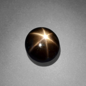 2.49克拉天然黑色星光蓝宝石，圆形切割，8.23毫米，不透明