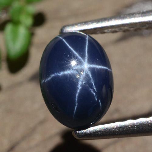 1.58克拉天然星光蓝宝石，椭圆形切割，7.5×5.3毫米，不透明