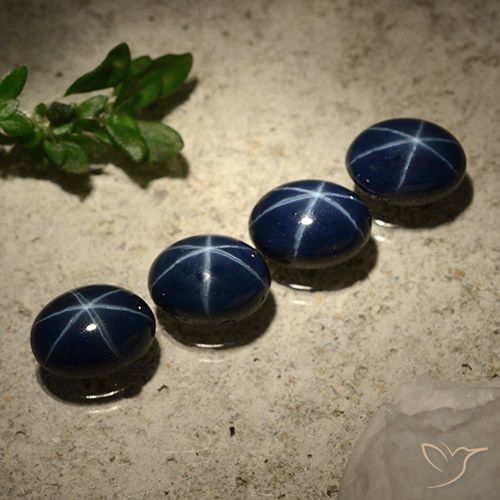 6.11ctw 天然 深蓝色 星光蓝宝石, 椭圆形, 不透明