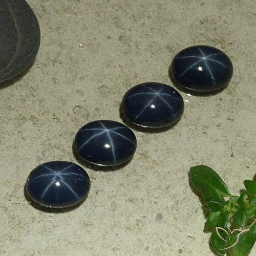 5.77ctw 天然 暗蓝色 星光蓝宝石, 椭圆形, 不透明