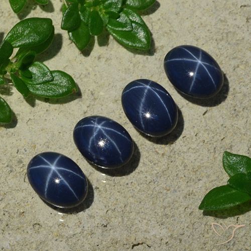 5.24天然星光蓝宝石，椭圆形切割，7×5.2毫米，不透明