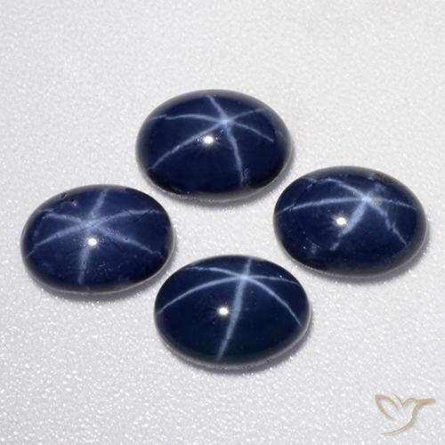 5.13ctw 天然 深蓝色 星光蓝宝石, 椭圆形, 不透明